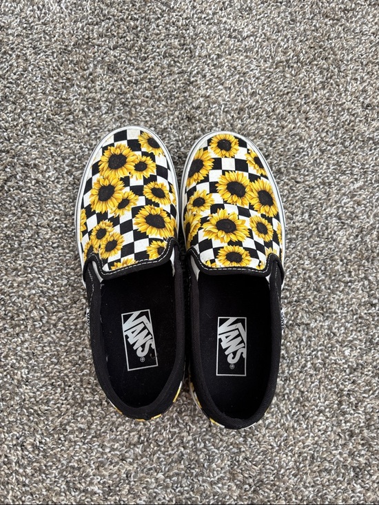 Vans Shoes - Vans Slip-On Checkerboard Sunflower Print